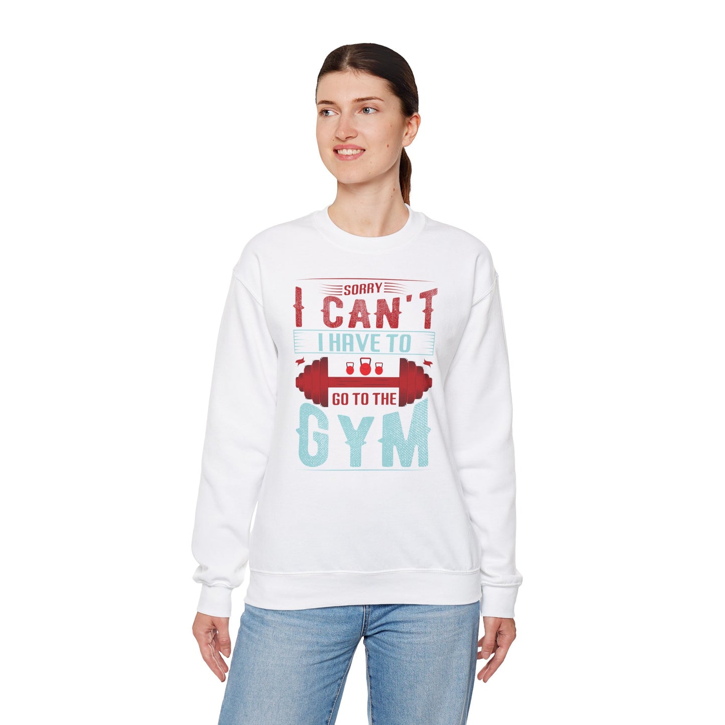Gym Motivation Unisex Heavy Blend™ Crewneck Sweatshirt - 'Sorry I Can't I Have to Go to the Gym'