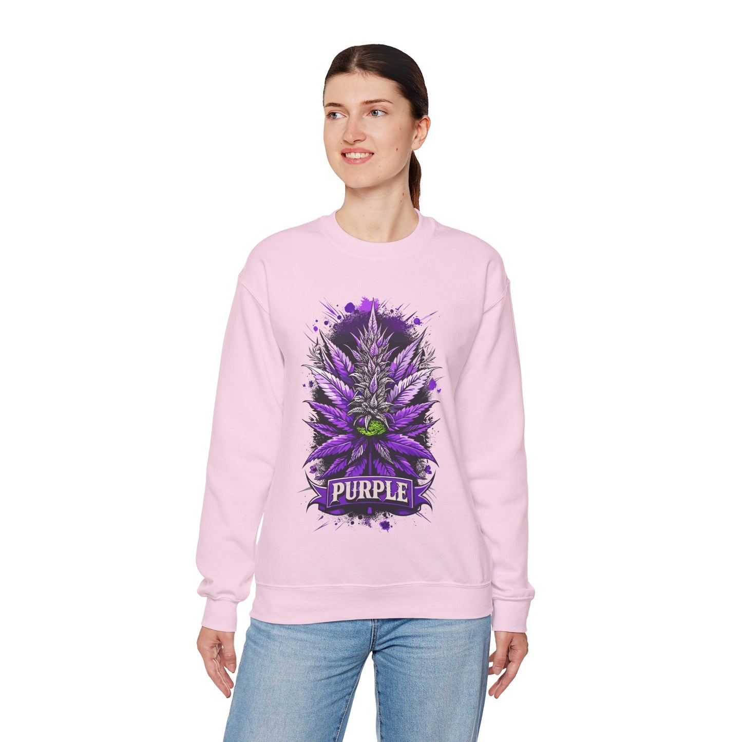 Purple Cannabis Bud Sweatshirt — Bold Psychedelic Marijuana Graphic