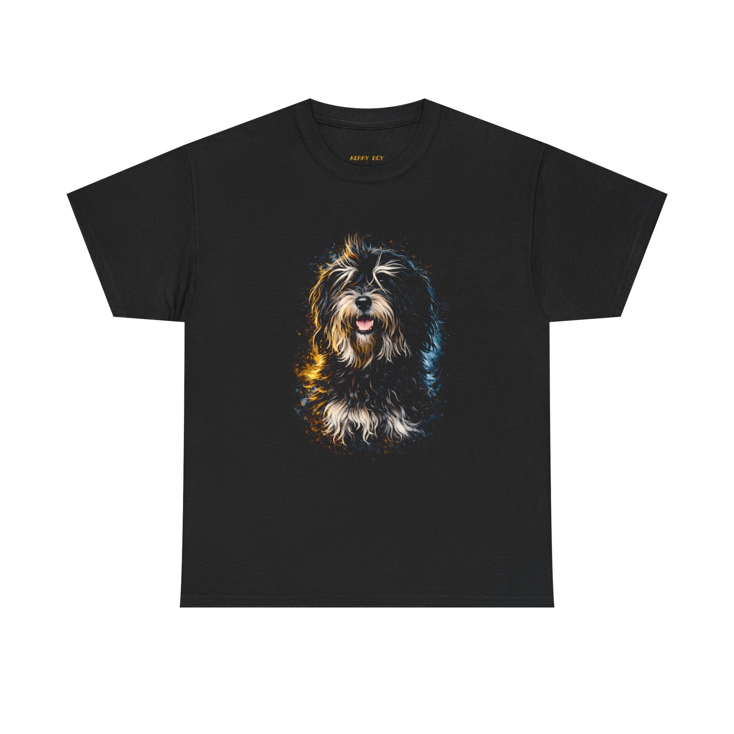 Dog Portrait T‑Shirt — Colorful Fluffy Dog Graphic Tee for Pet Lovers