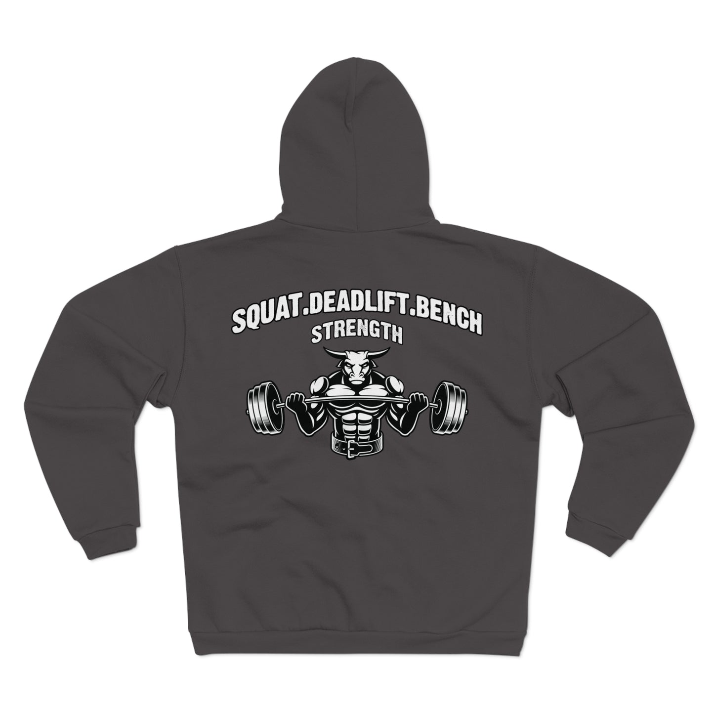 Strength Training Unisex Hooded Zip Sweatshirt - Squat, Deadlift, Bench Design