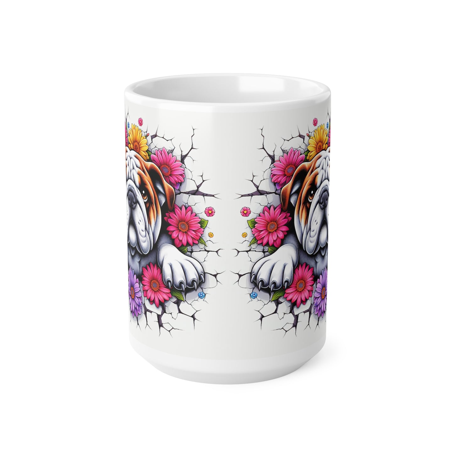 Bulldog Floral Ceramic Coffee Mug - 11oz/15oz