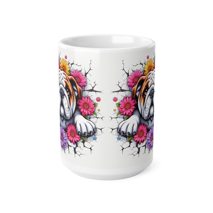 Bulldog Floral Ceramic Coffee Mug - 11oz/15oz