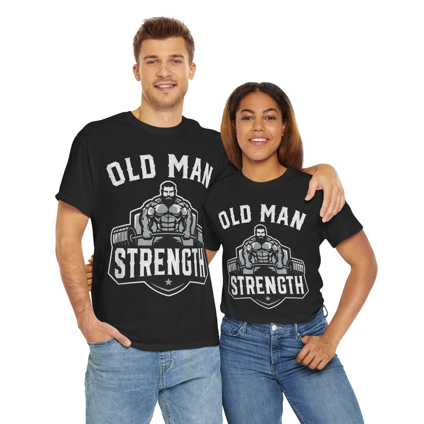 Old Man Strength Unisex Heavy Cotton Tee - Bold Gym Motivational T-Shirt