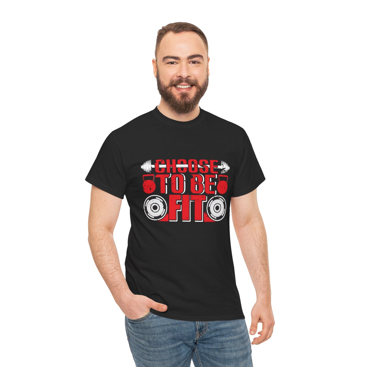 Choose to Be Fit Unisex Heavy Cotton Tee - Motivational Fitness Shirt
