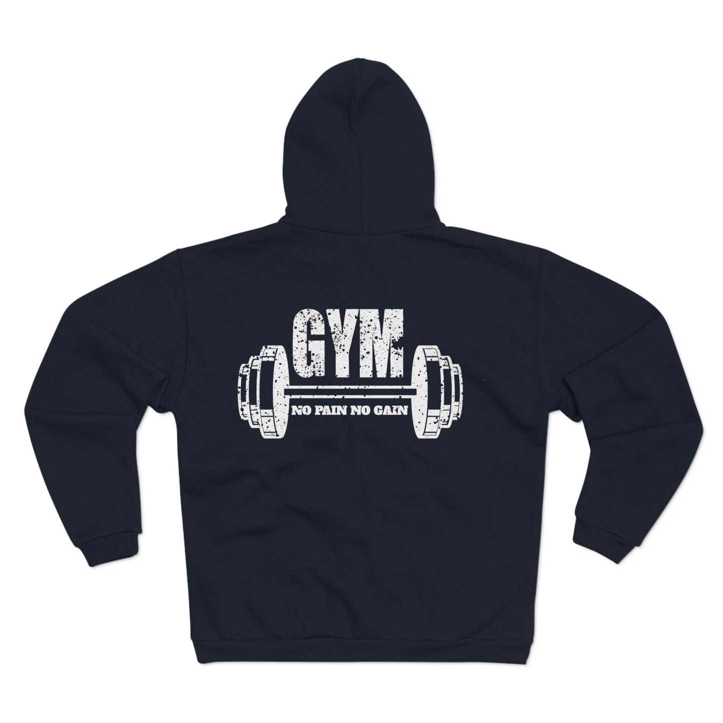 Unisex Hooded Zip Sweatshirt - "No Pain No Gain" Gym Pullover