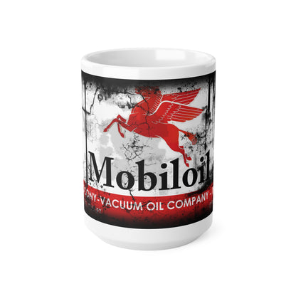 Vintage Mobil Oil Ceramic Coffee Mug - Retro 11oz & 15oz Coffee Cups for Car Enthusiasts