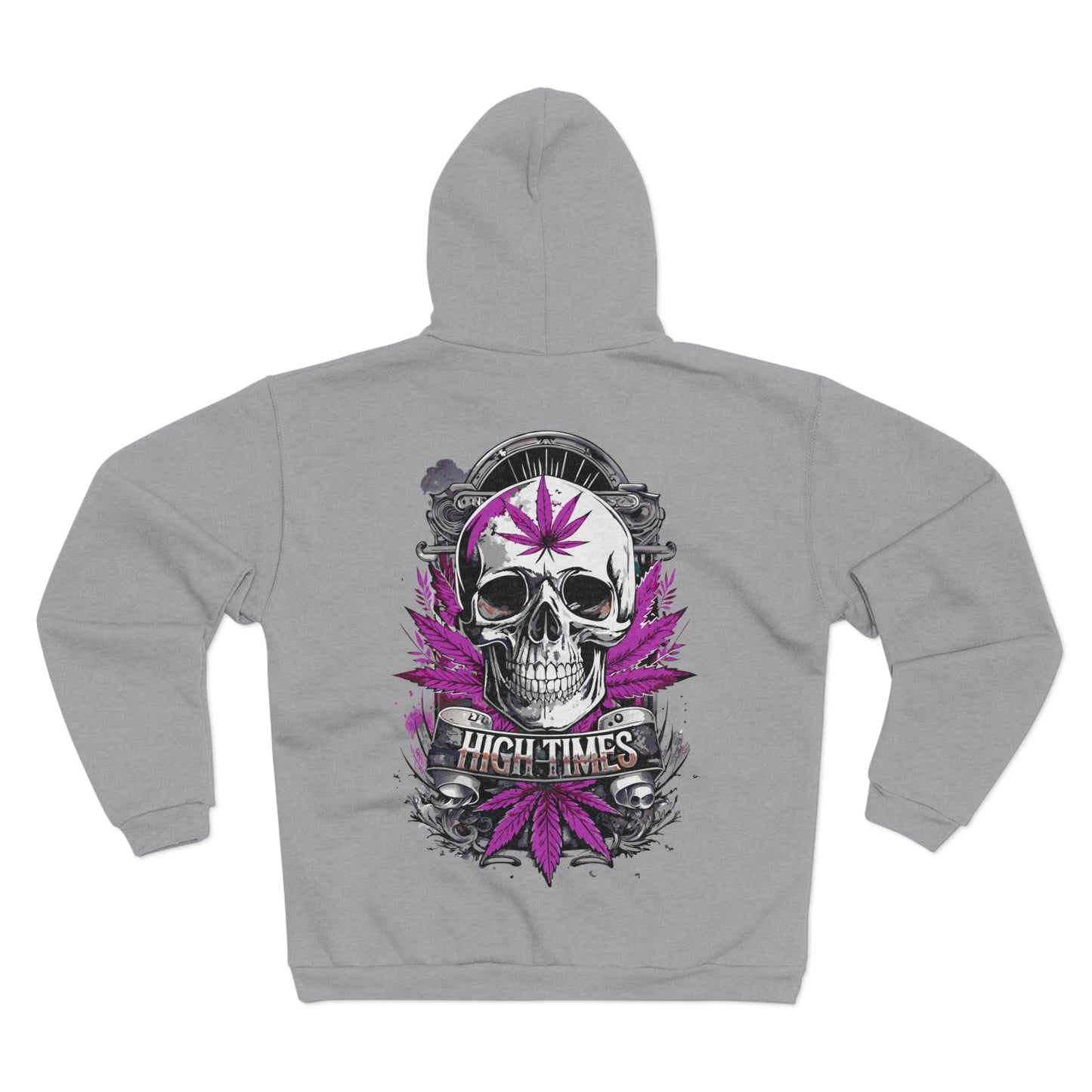 Skull & Cannabis Zip Hoodie — “High Times” Graphic Zip-Up