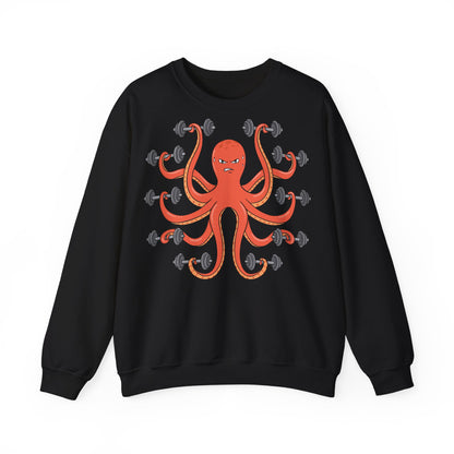 Muscle Octopus Unisex Heavy Blend™ Crewneck Sweatshirt - Fun Workout Shirt for Fitness Enthusiasts Black
