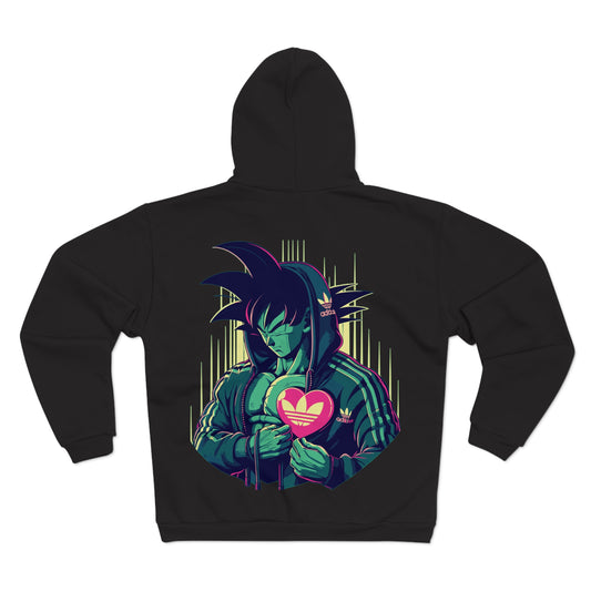 Goku Adidas Heart Unisex Hooded Zip Sweatshirt