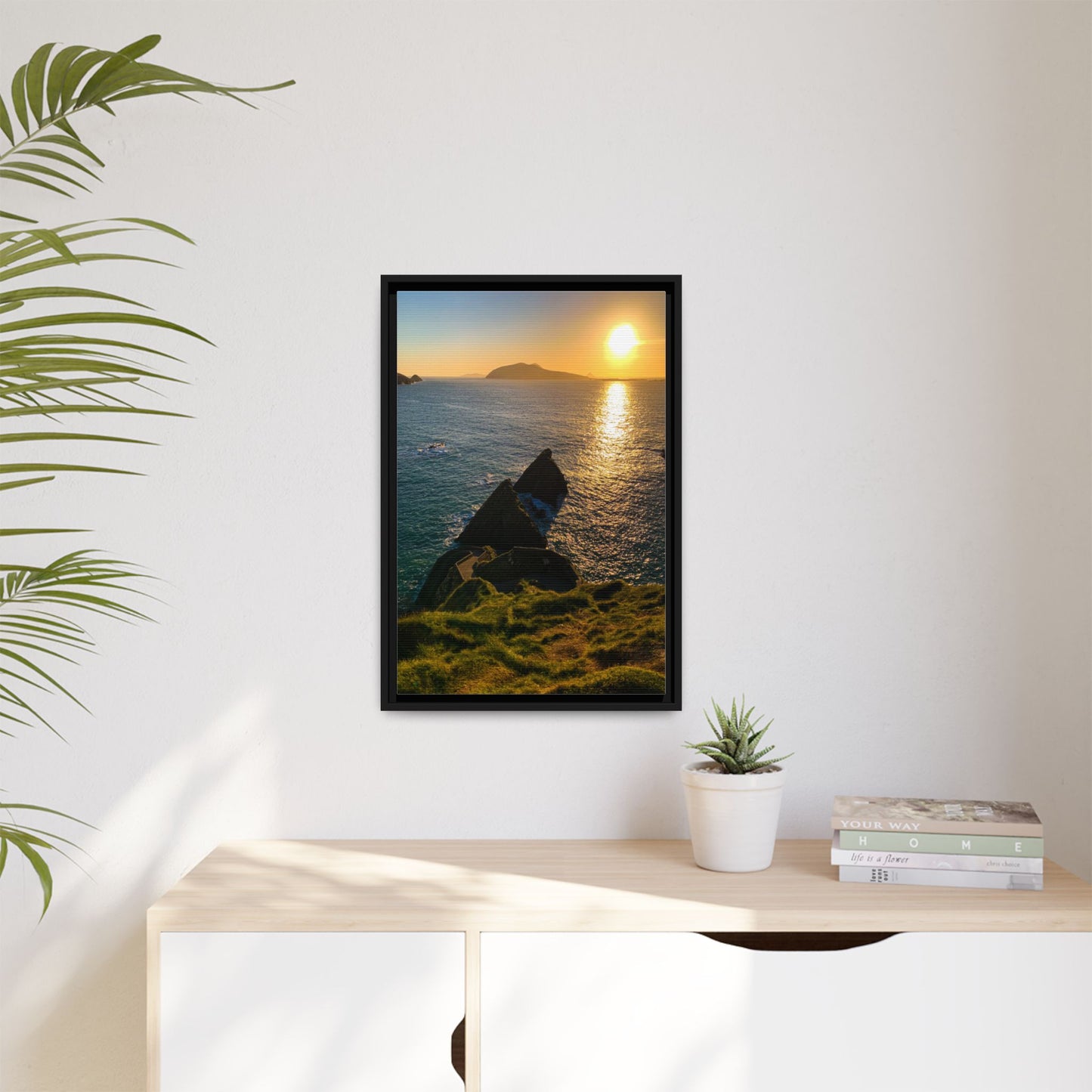 Dunquin Pier Sunset 2 Matte Canvas, Framed (Multi-color)