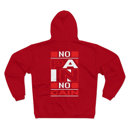 No Pain No Gain Unisex Hooded Zip Sweatshirt - Motivational Fitness Apparel