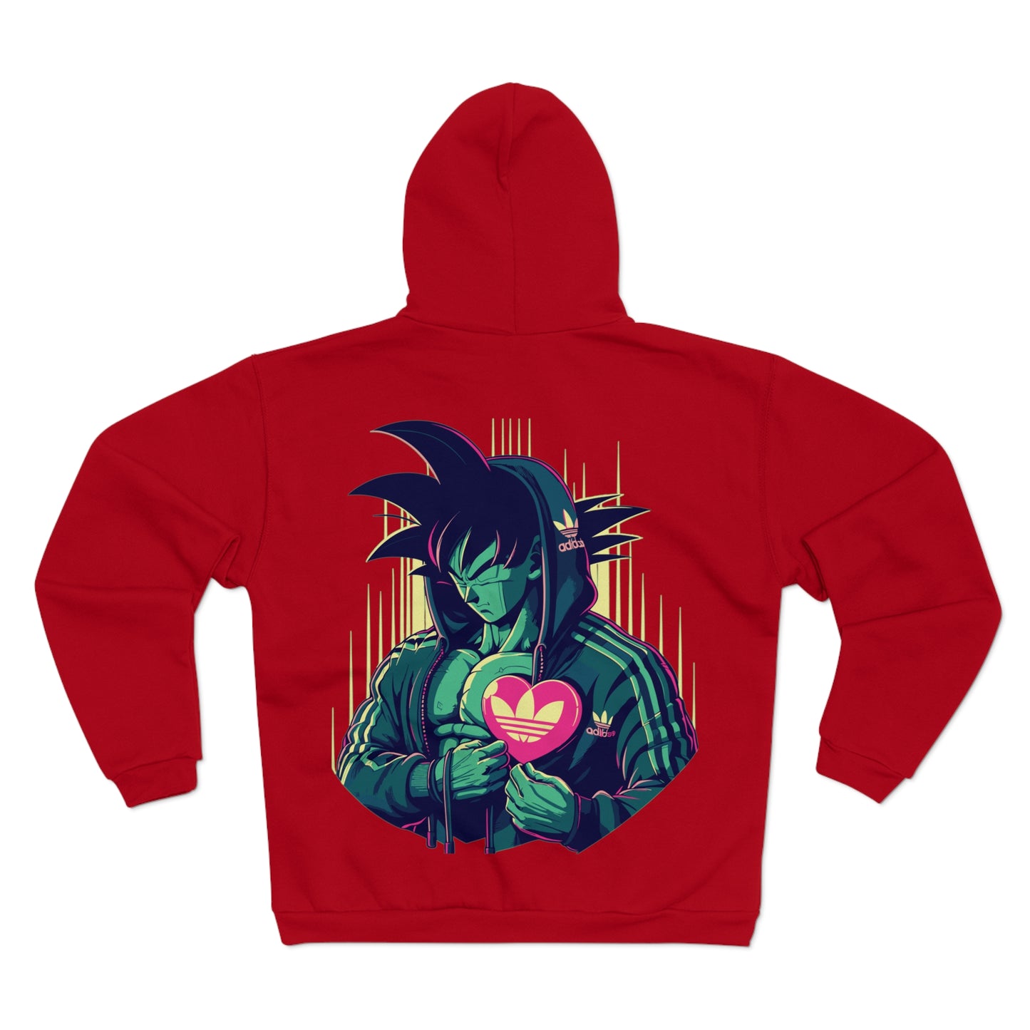Goku Adidas Heart Unisex Hooded Zip Sweatshirt