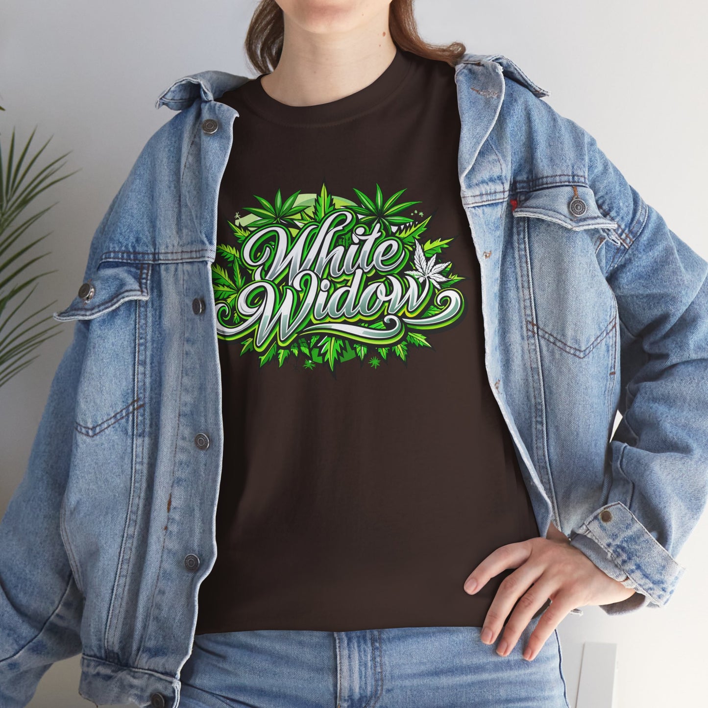White Widow Graphic Tee — Cannabis Leaf Logo T-Shirt