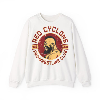 Red Cyclone Wrestling Club Crewneck Sweatshirt for Fans White