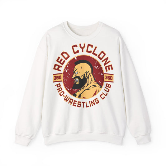 Red Cyclone Wrestling Club Crewneck Sweatshirt for Fans White