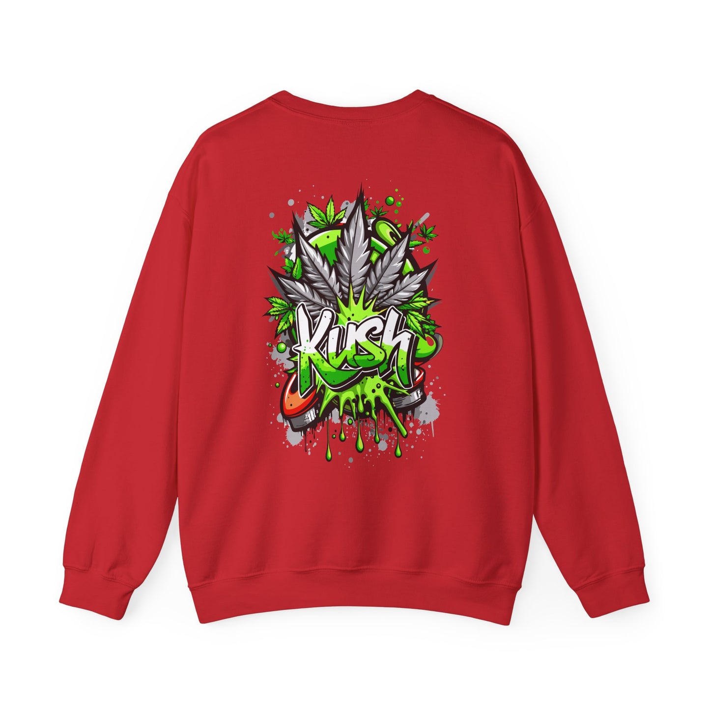 Kush Graffiti Sweatshirt — Green Cannabis Leaf Street Art