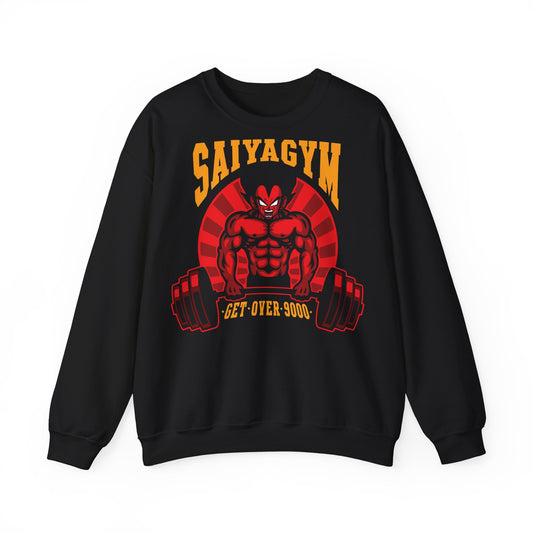 SaiyaGym Unisex Crewneck Sweatshirt - Get Over 9000 Fitness Apparel Black