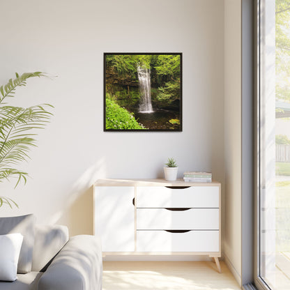 Glacer Waterfall Matte Canvas, Framed (Multi-color)