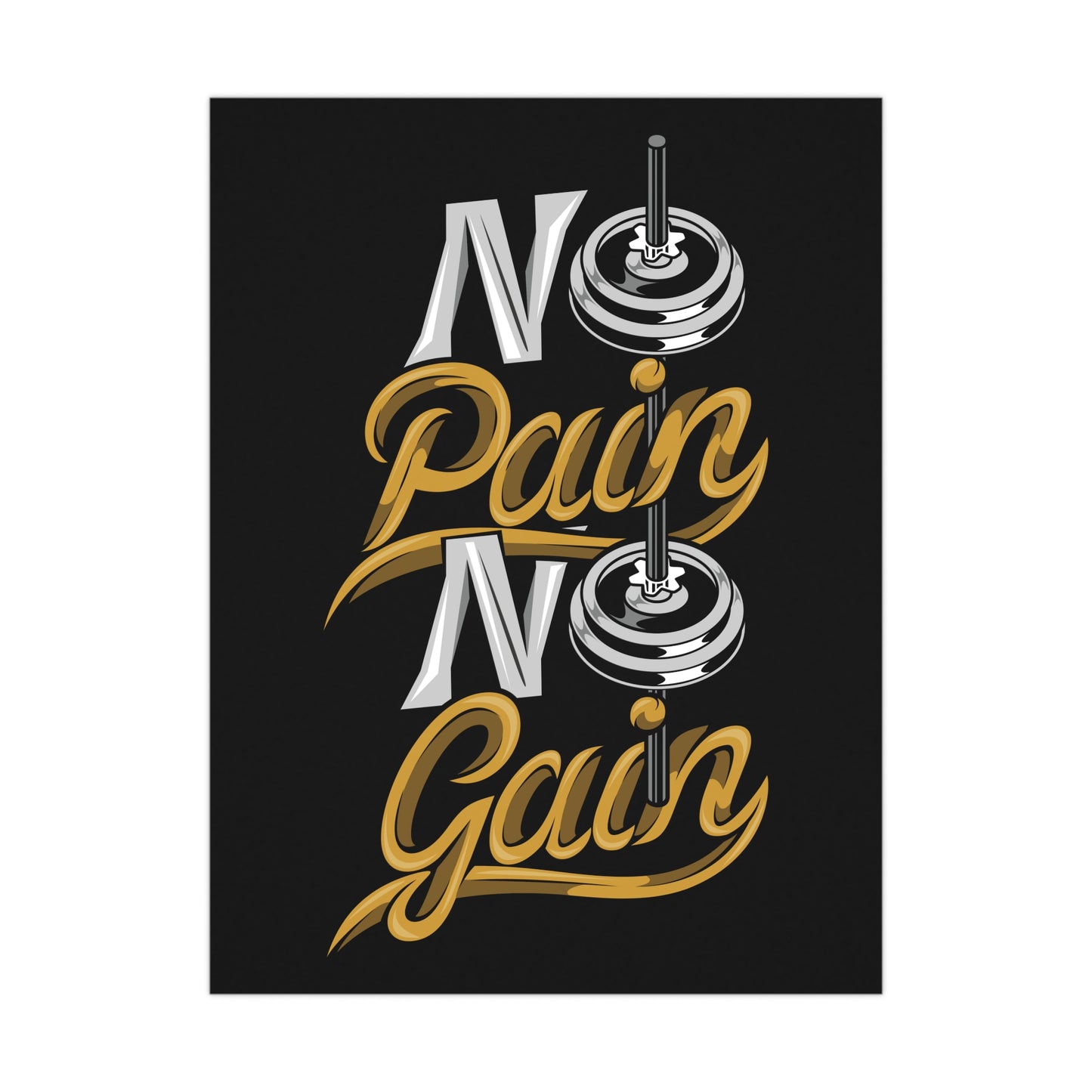 No Pain No Gain Motivational Matte Poster - Fitness Wall Art for Gym Lovers