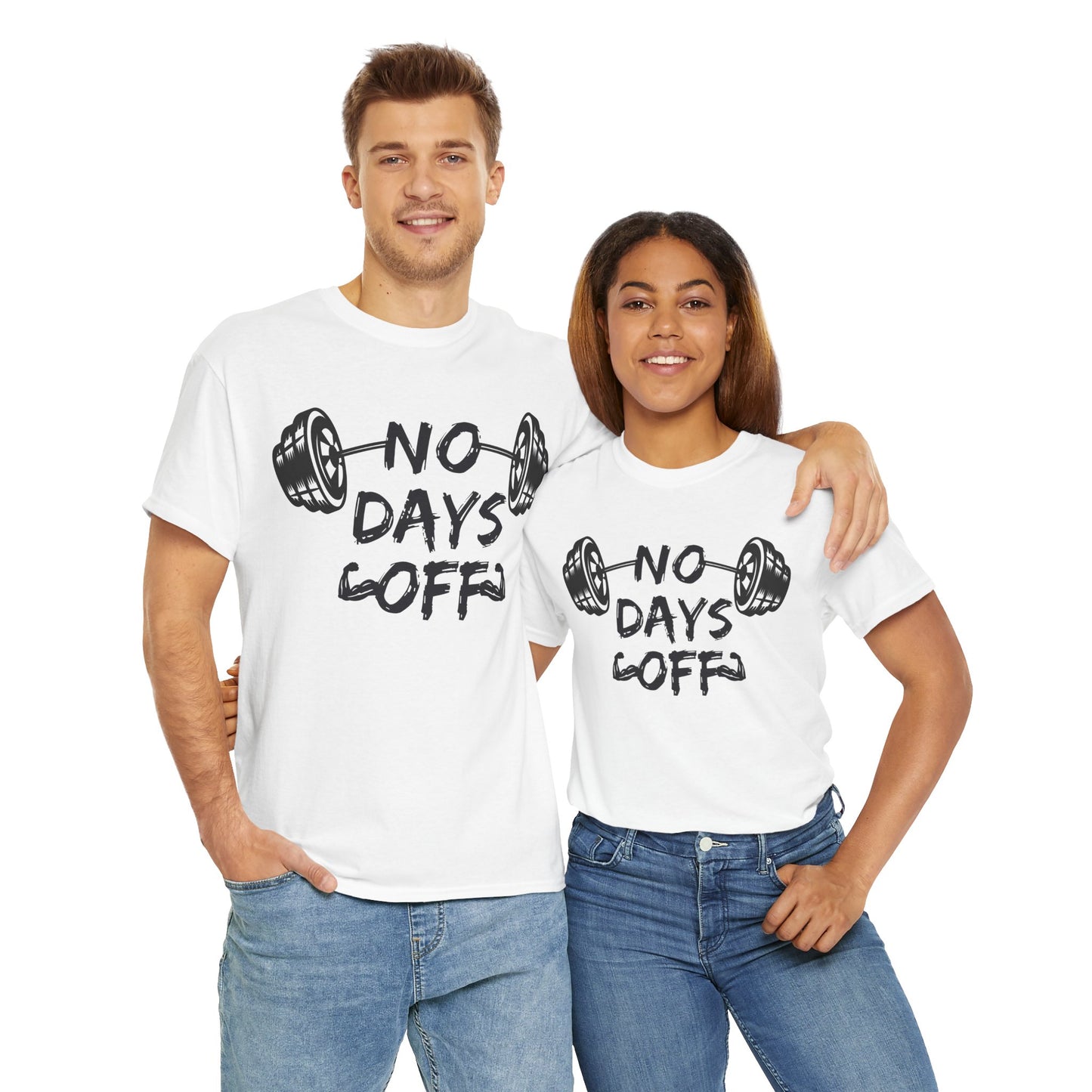 No Days Off Unisex Heavy Cotton Tee - Motivational Gym Shirt for Fitness Enthusiasts