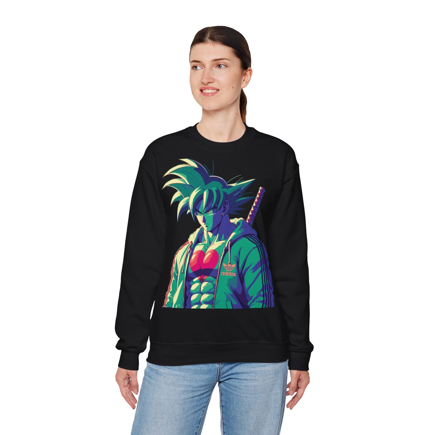 Unisex Heavy Blend™ Crewneck Sweatshirt - Retro Anime Hero Design
