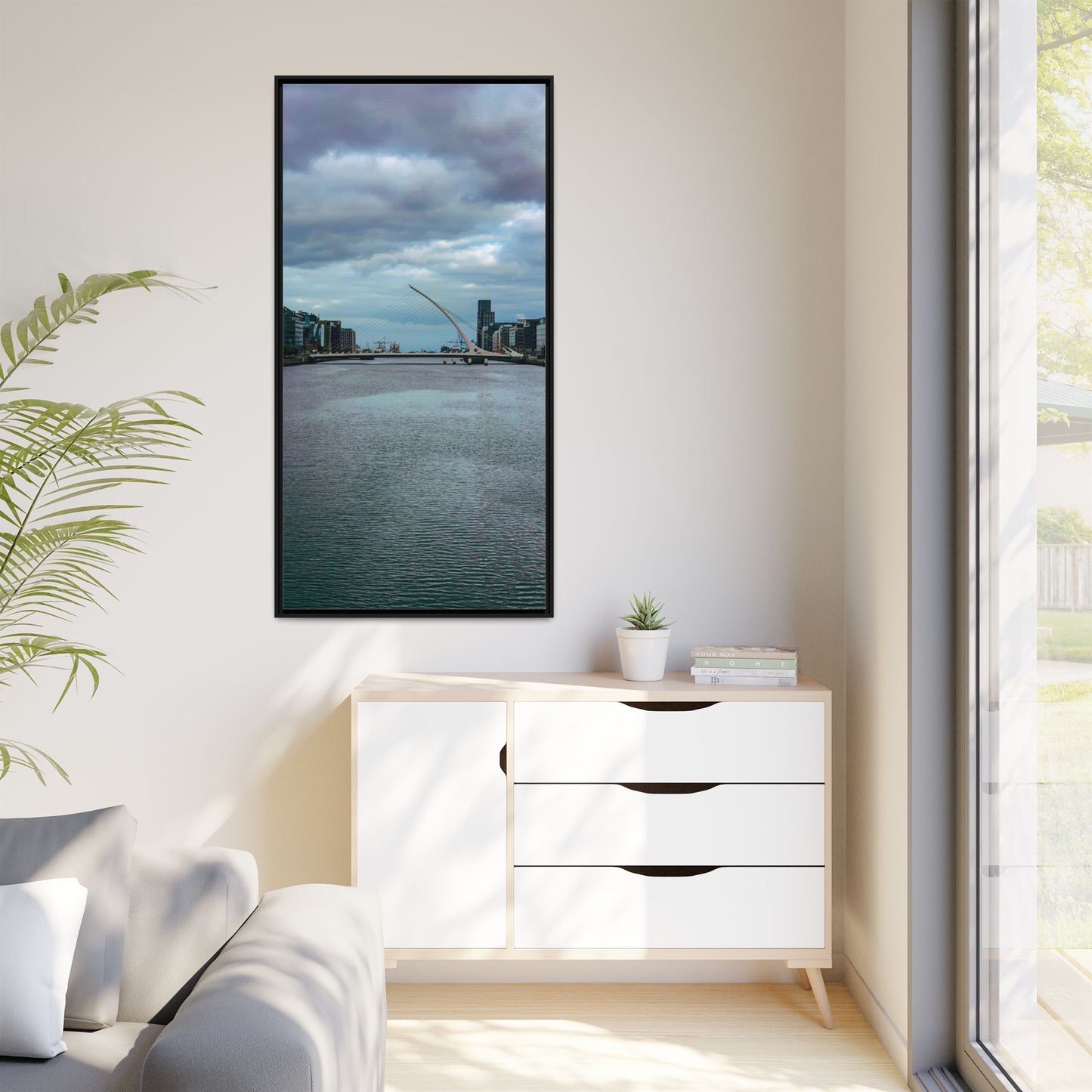 Samuel Beckett Bridge Matte Canvas, Framed (Multi-color)