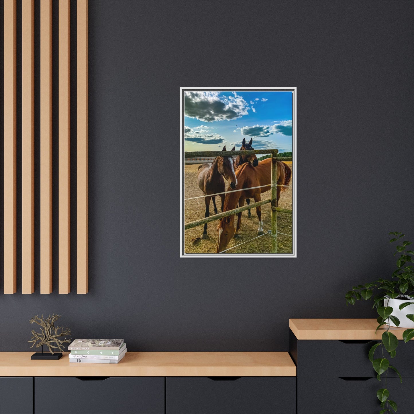 Horses Matte Canvas, Framed (Multi-color)