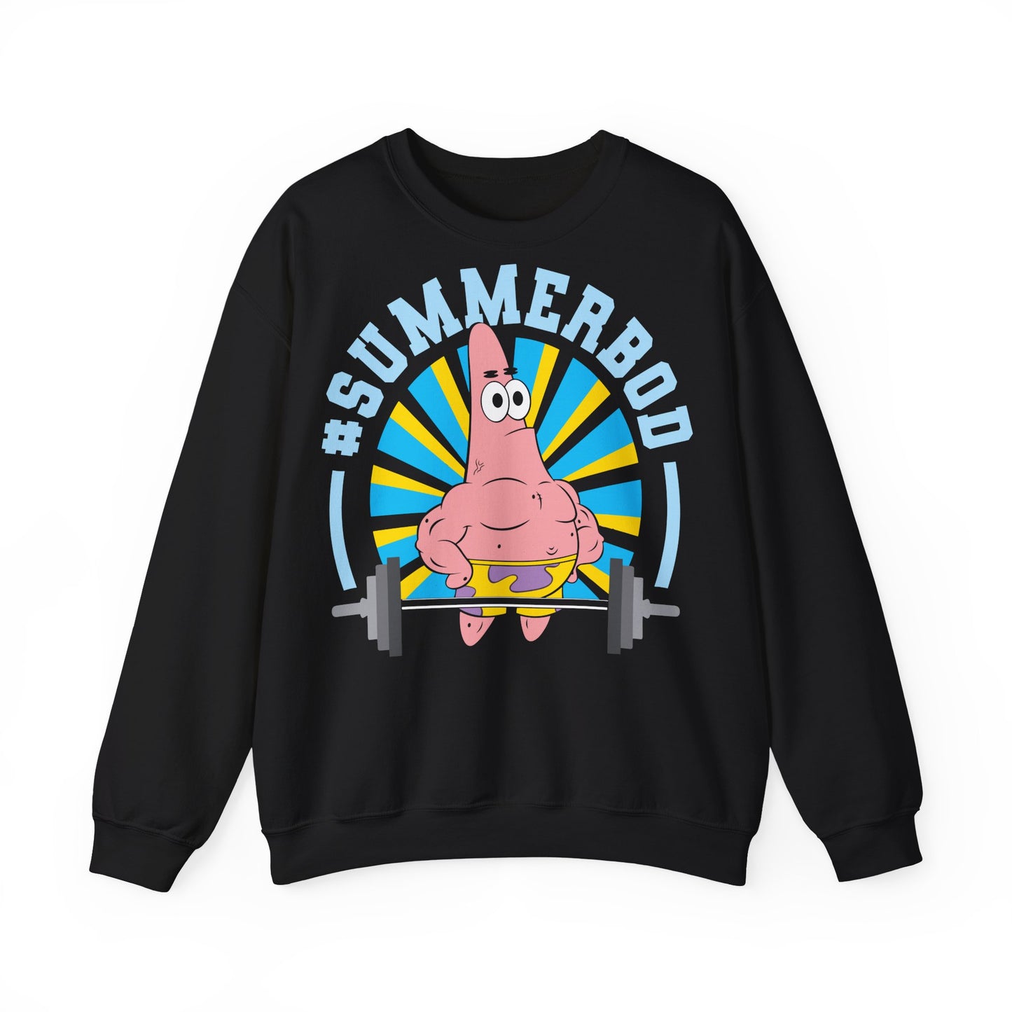 Funny Unisex Heavy Blend™ Crewneck Sweatshirt - #SUMMERBOD Gym Motivational Design Black