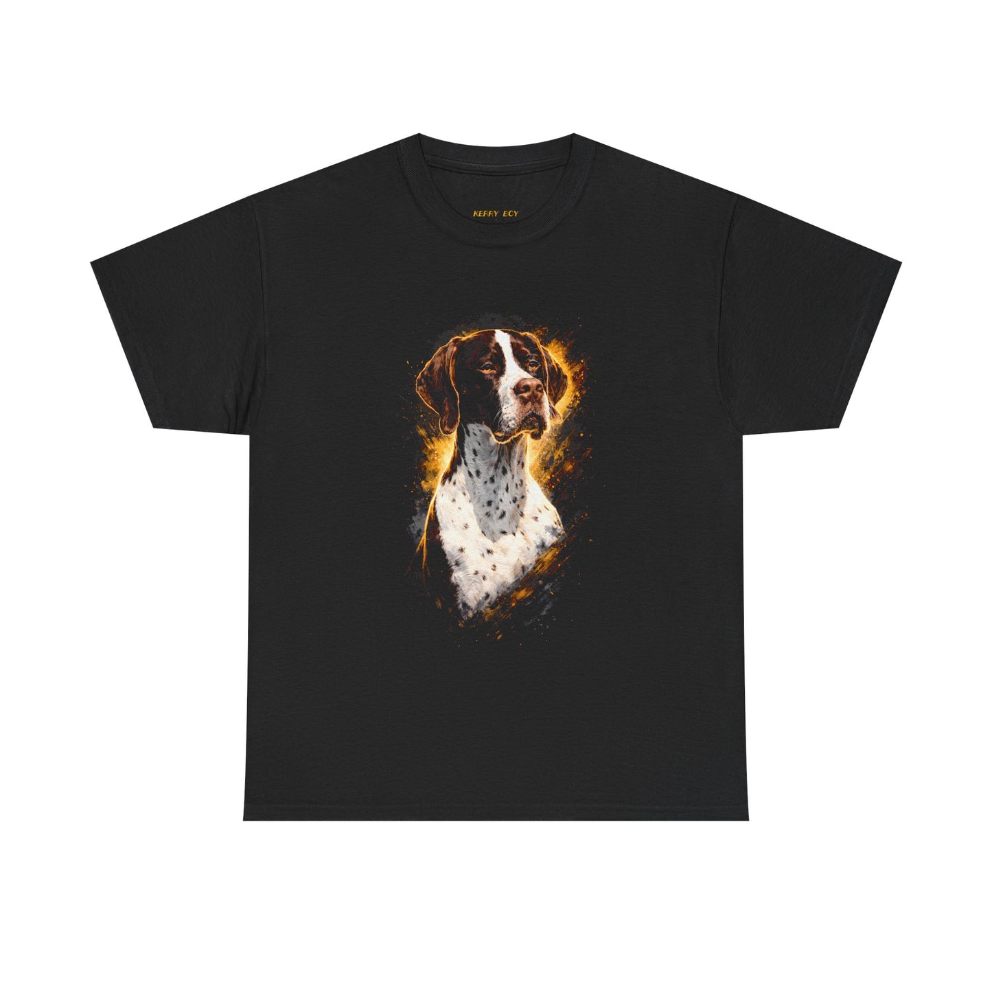 English Pointer Dog T‑Shirt — Realistic Portrait Flame Art Tee for Dog Lovers