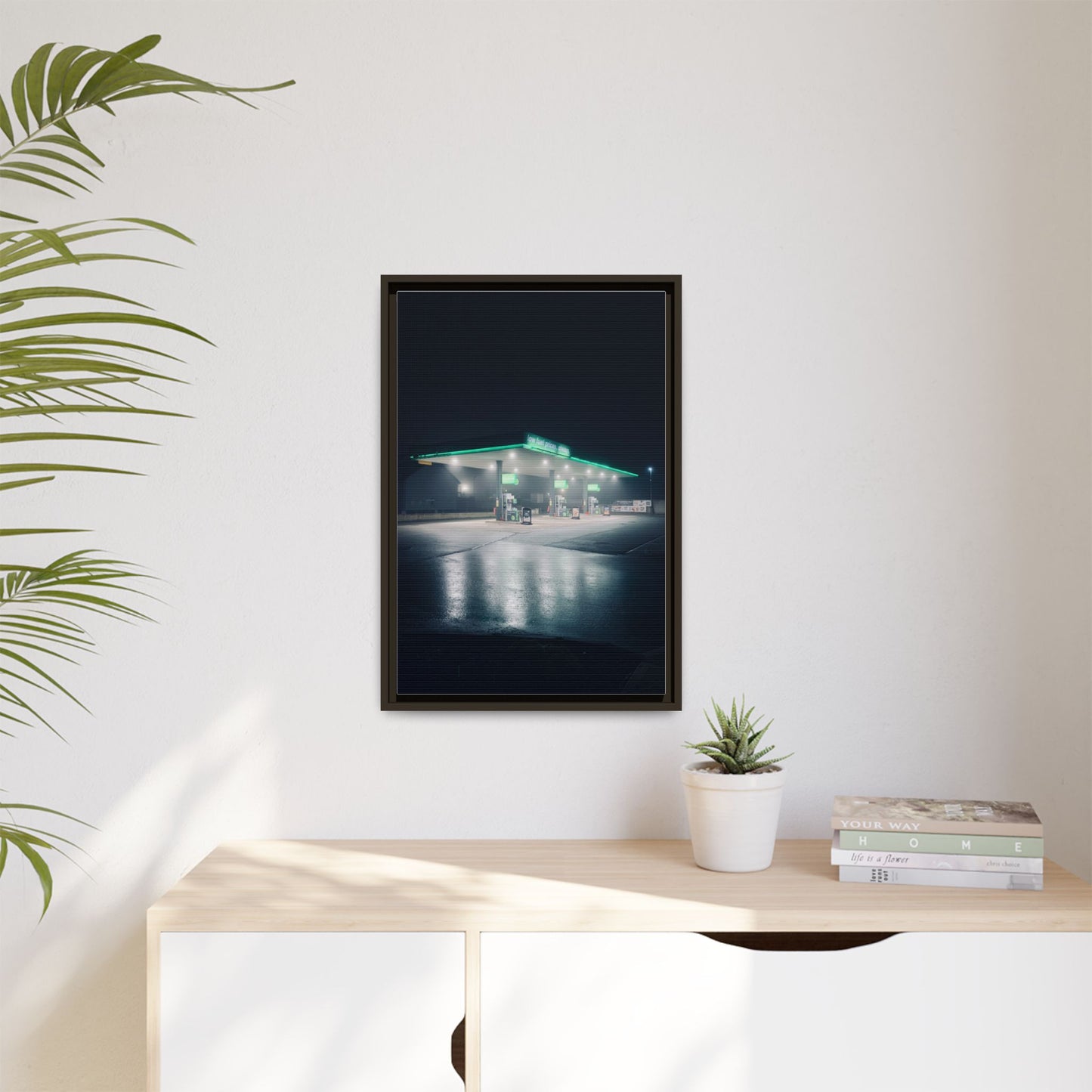 Gas Station Matte Canvas, Framed (Multi-color)