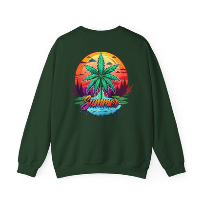 Summer Cannabis Leaf Swaetshirt – Retro Tropical Sunset