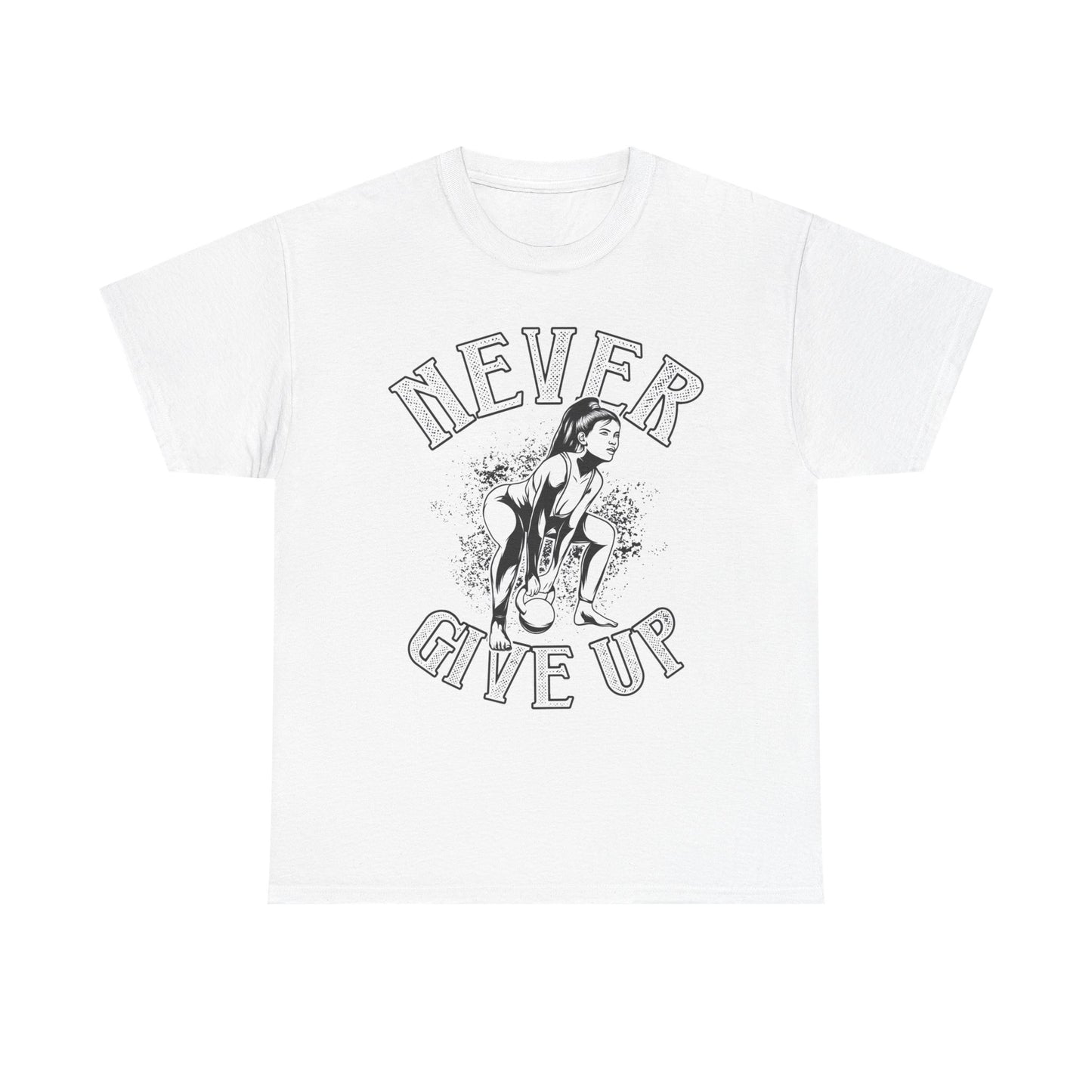Motivational Unisex Heavy Cotton Tee - 'Never Give Up'