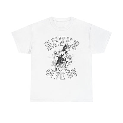 Motivational Unisex Heavy Cotton Tee - 'Never Give Up'