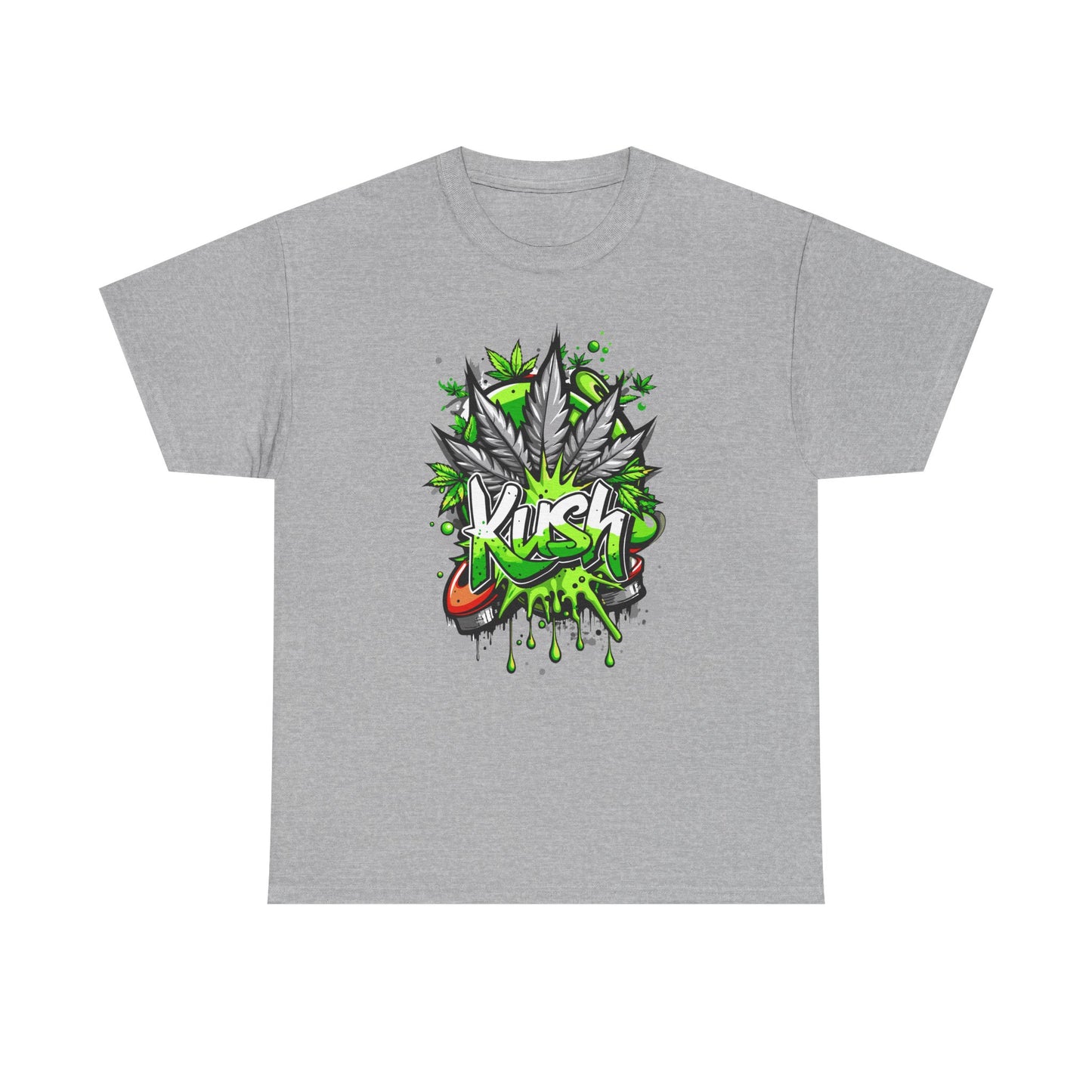 Kush Graffiti T-Shirt — Green Cannabis Leaf Street Art Tee
