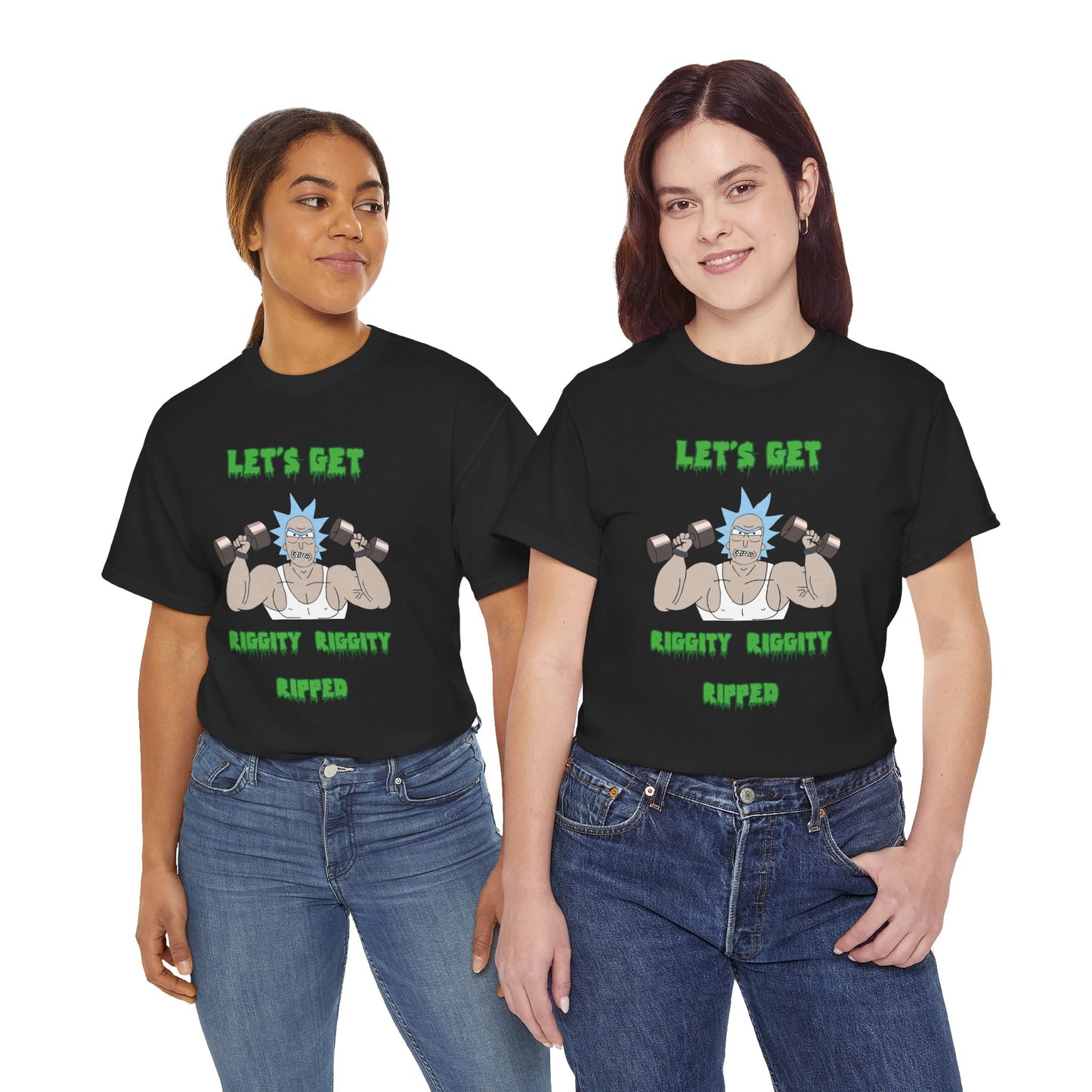 Funny Fitness Unisex Heavy Cotton Tee - "Let's Get Riggity Ripped" Black