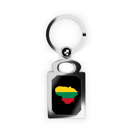 Rectangle Photo Keyring with Lithuanian Flag Design - Personalized Keychain for Travelers and Souvenir Lovers