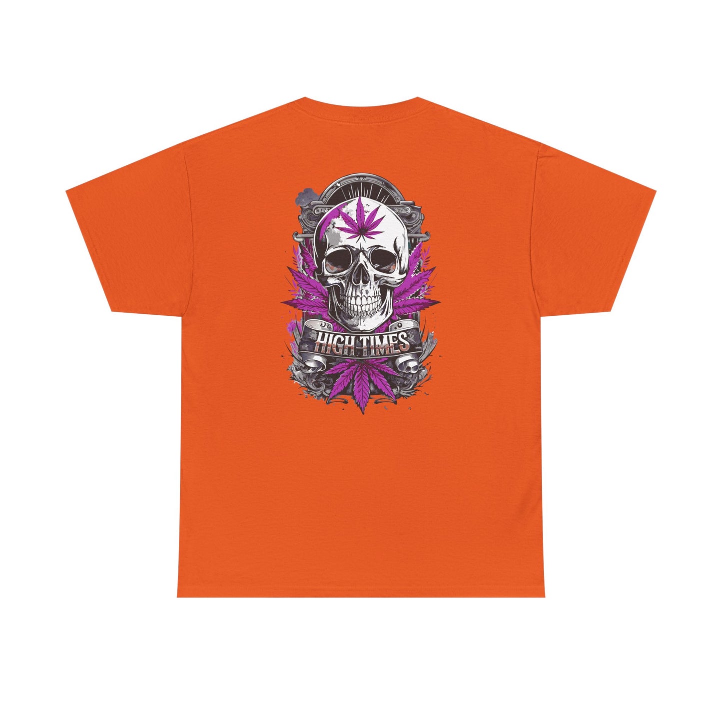 Skull & Purple Cannabis Leaf Tee - "High Times" Graphic T-Shirt Both