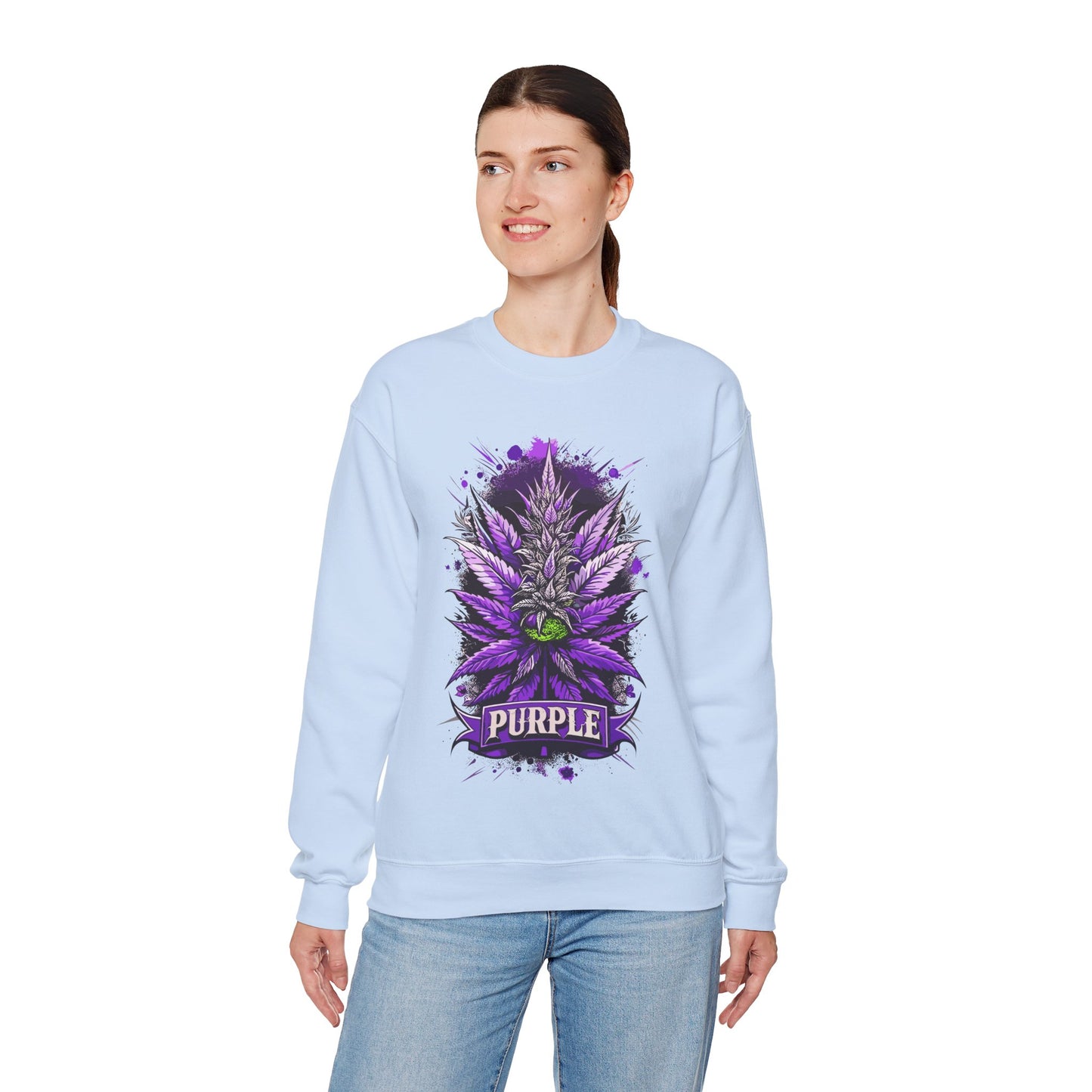 Purple Cannabis Bud Sweatshirt — Bold Psychedelic Marijuana Graphic