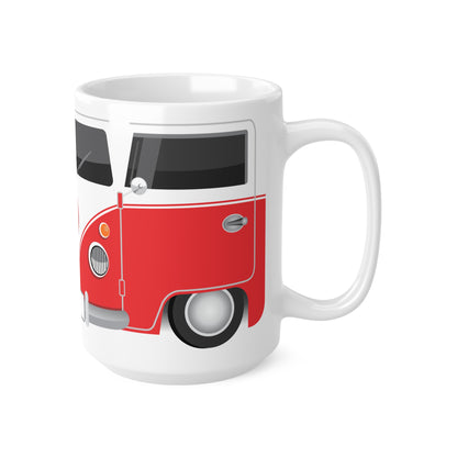 Vintage VW Bus Ceramic Coffee Mug - 11oz & 15oz - Perfect for Auto Enthusiasts Red