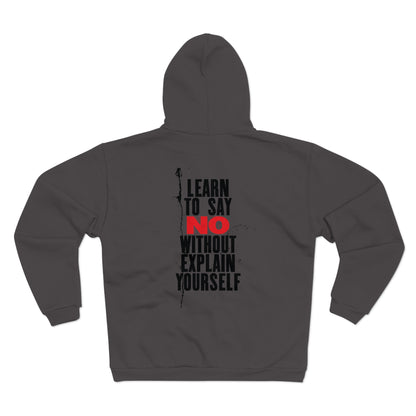 No Excuses Unisex Hooded Zip Sweatshirt – Empowering Design