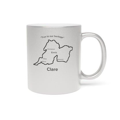 Clare County Metallic Colour Mug - Silver/Gold - Perfect Gift for Coffee Lovers