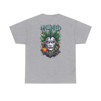 Hallowed Harvest Tee — Halloween Mask & Pumpkin Graphic T-Shirt