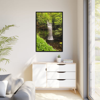Glacer Waterfall Matte Canvas, Framed (Multi-color)
