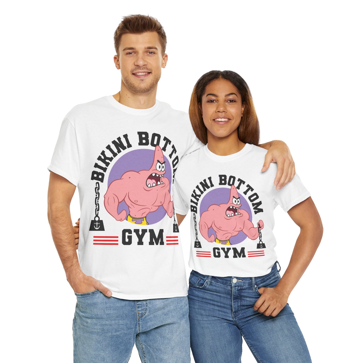 Bikini Bottom Gym Patrick White Unisex Heavy Cotton Tee