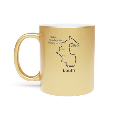 Louth County Metallic Colour Mug - Silver/Gold - Perfect Gift for Coffee Lovers