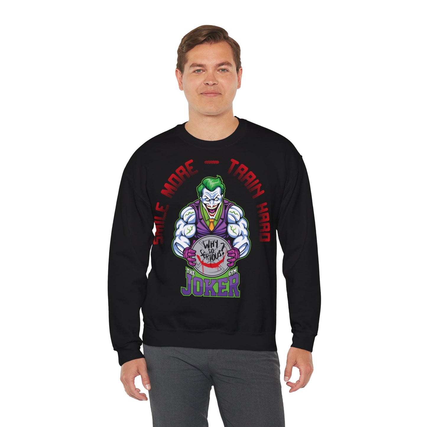 Joker-Inspired Crewneck Sweatshirt - Train Hard, Smile More Black