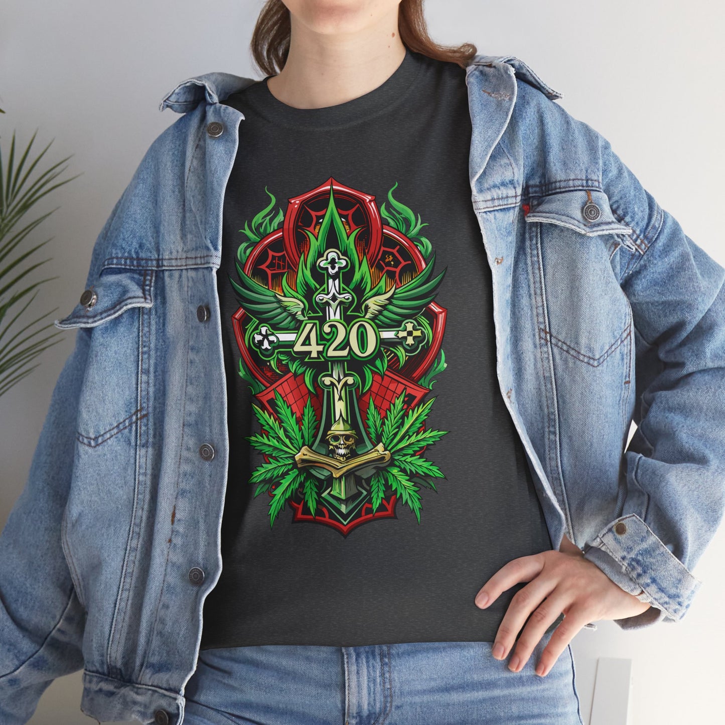 420 Cannabis Shield T-Shirt – Marijuana Leaf Stoner Graphic Tee