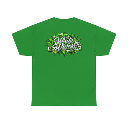 White Widow Graphic Tee — Cannabis Leaf Logo T-Shirt