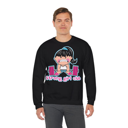Strong Girl Club Unisex Heavy Blend™ Crewneck Sweatshirt - Empowering Workout Sweatshirt Black