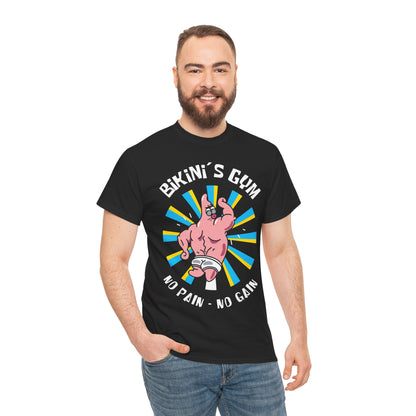 Bikini Bottom Gym Patrick Back Black Unisex Heavy Cotton Tee